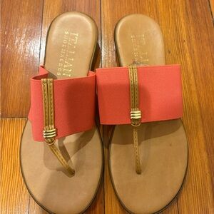 Italian Shoemakers Coral and Tan Sandals